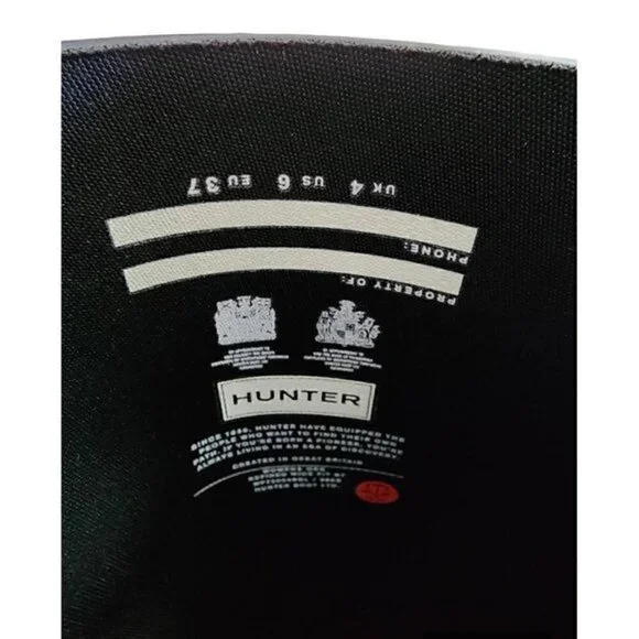 Hunter Womens Tall Gloss Rain Boots 6 Black Rubber Mid Calf Block Buckle New - Picture 7 of 8